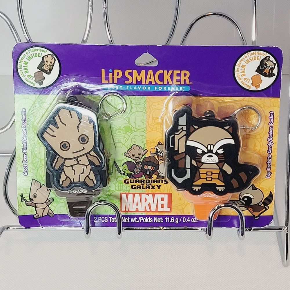 Lip Smacker Guardians of the Galaxy Groot Rocket Lip Balm Key Chain Set New OOS